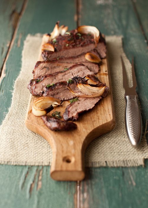 Roasted steak with mushrooms & thyme