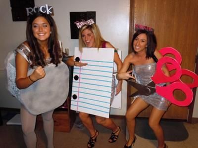 Rock, Paper, Scissor Halloween Costumes.