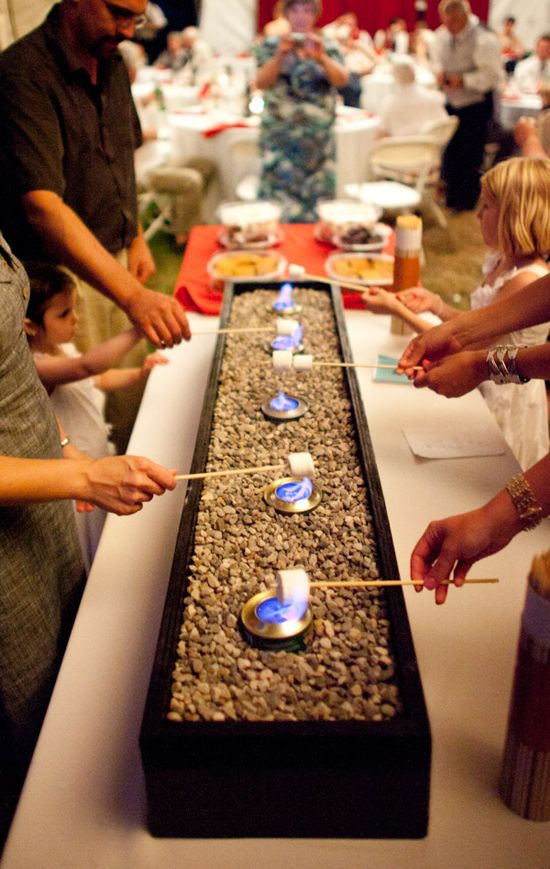 S'mores bar. It's just cans of sterno in pebbles.