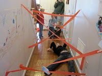 Shut. The. Front. Door. THIS IS AN AWESOME IDEA. Spy Training with tape lazers t