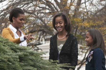 The Obamas receive the White House tree