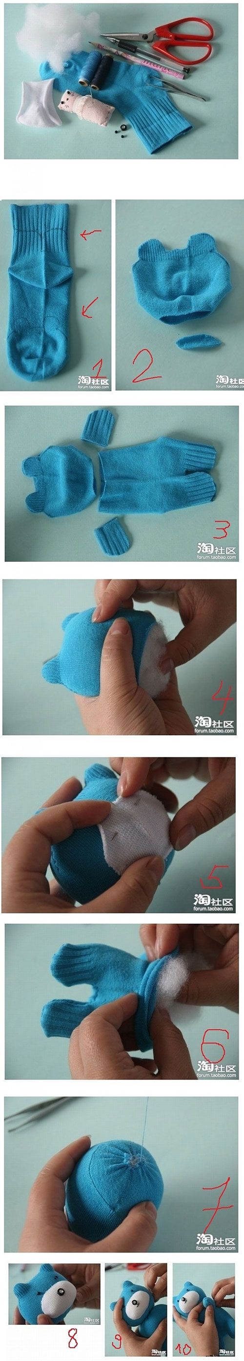 This is how you create a Teddy Bear from a sock