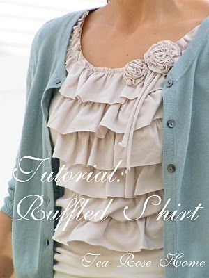 Transform a basic tee into an adorable ruffled shirt with rosettes.