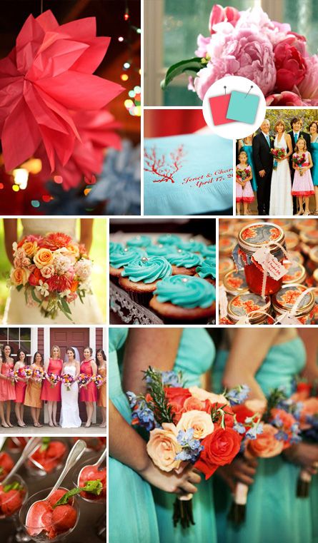 Wedding colors – aqua and coral