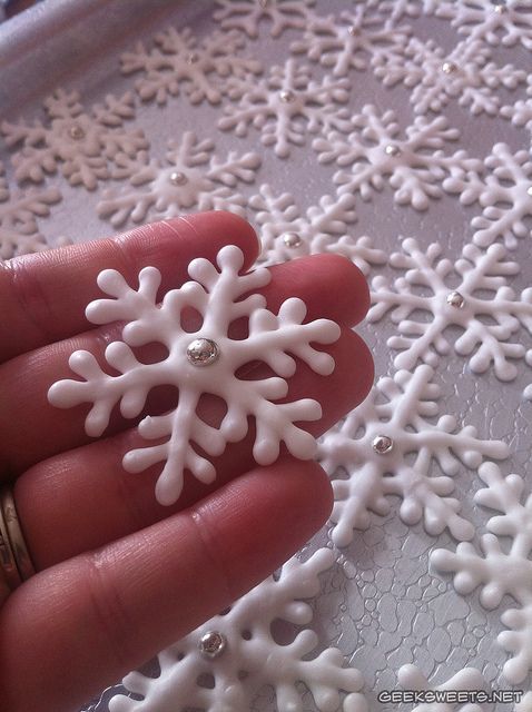 White chocolate snowflakes