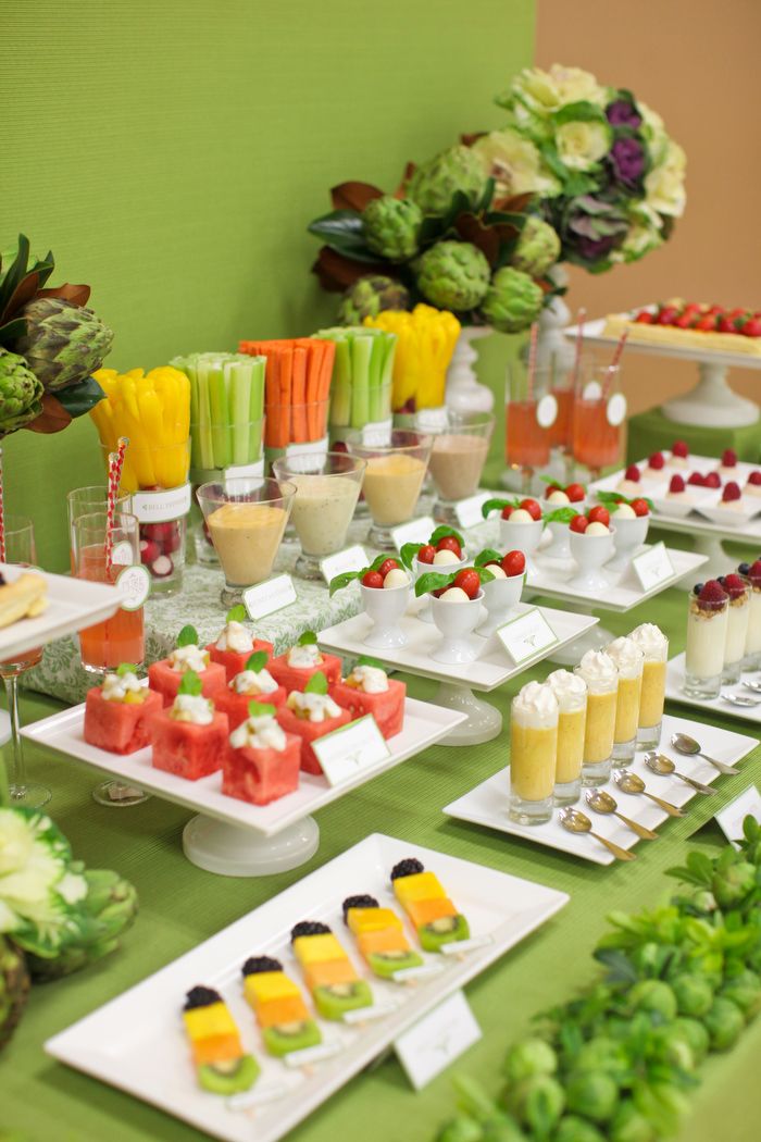 a fruit and veggie table, rather than just dessert tables