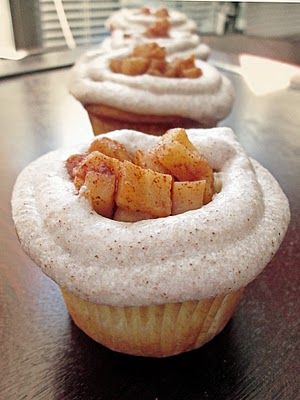 apple pie cupcakes with cinnamon butter-cream frosting
