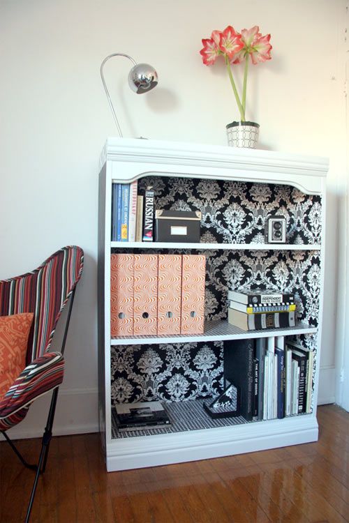 bookcase + wallpaper