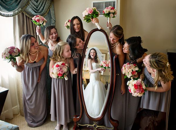 bridal party mirror shot