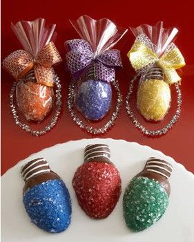 chocolate covered strawberries that look like Christmas lights!