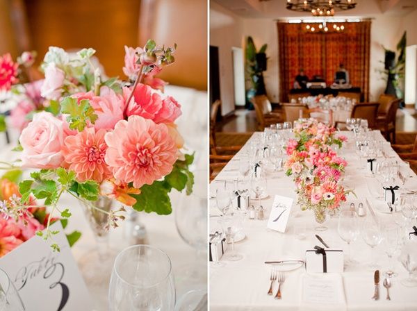 coral centerpieces, coral wedding