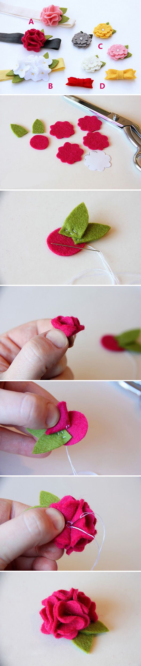 felt flower tutorial – cute for hair clips