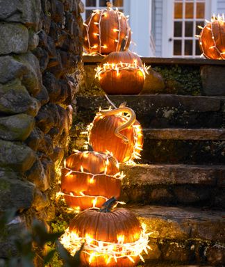 illuminated Fall pumpkin walkway