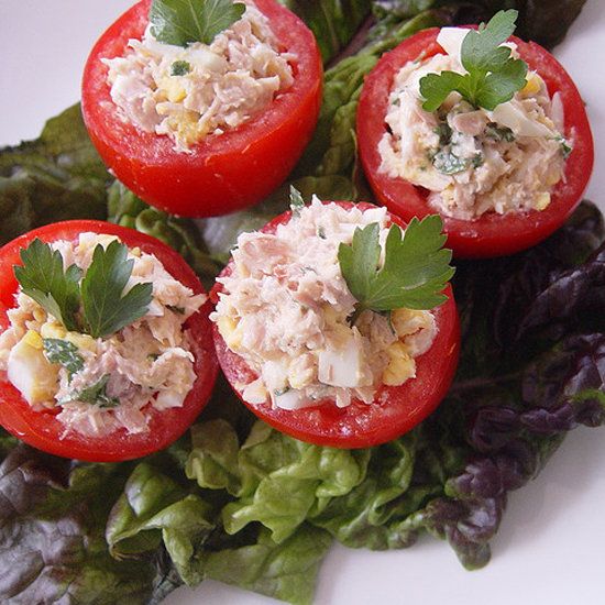 no carb light tuna salad stuffed tomatoes.
