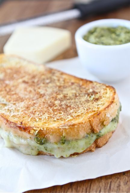 parmesan crusted pesto grilled cheese! I love cheese!