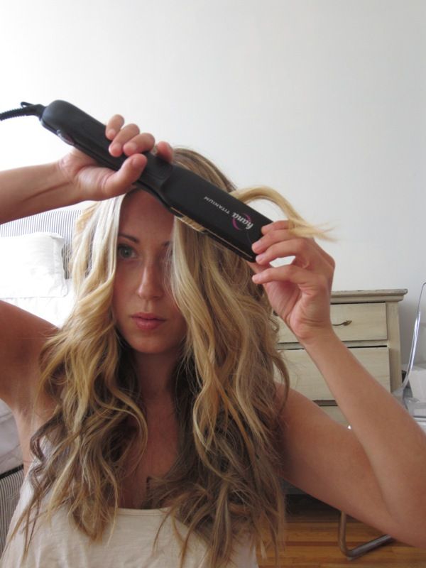 wavy hair with a flat iron. good tutorial with lots of pictures.