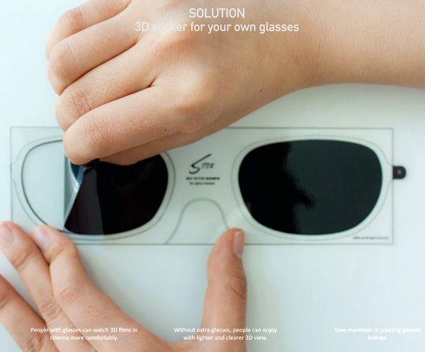 3D glasses stickers, for people who wear glasses and want to keep their vision a