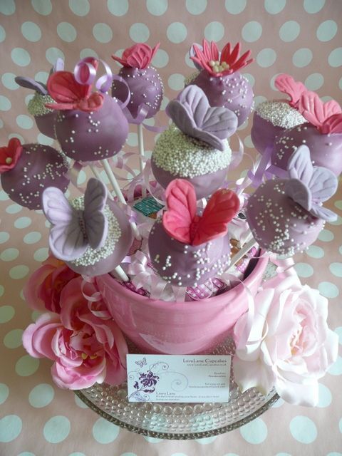 • Purple butterfly cakepops by LoveLane Cupcakes