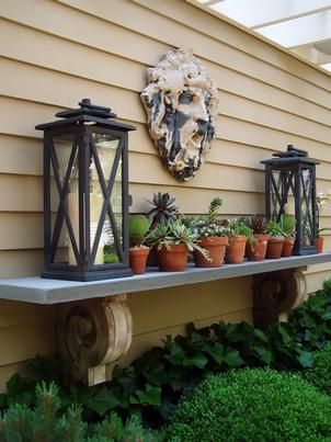 An outdoor mantel for that bare wall.