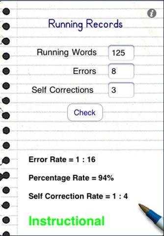 Apple App for running reading record calculator!