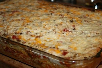 Baked Spaghetti by Trisha Yearwood – the best I've ever tasted!  My family l