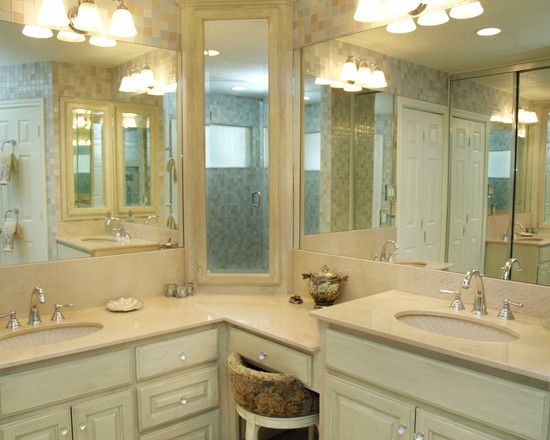 Bathroom L Shaped Vanity Design, Pictures, Remodel, Decor and Ideas