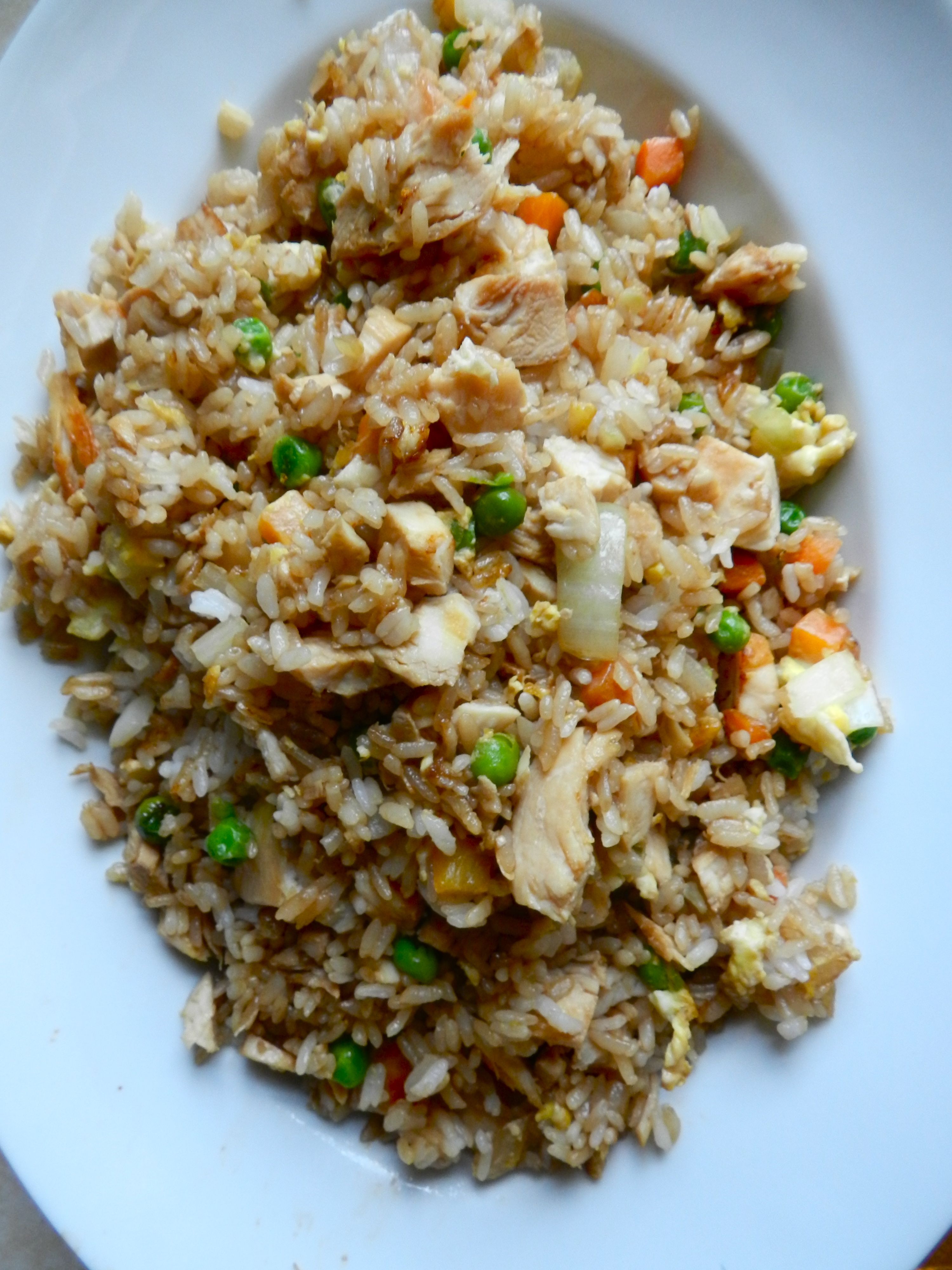 "Better-than-takeout chicken fried rice" Homemade, plus no yucky msg. 