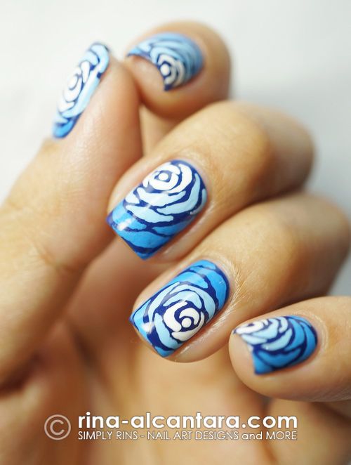 Blue Wave Nail Art Design