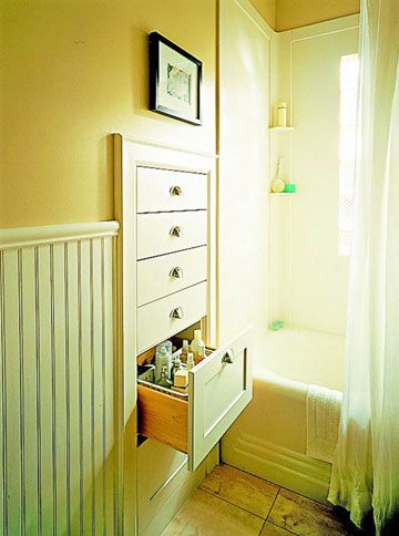 Built-In Drawers between wall studs….genius