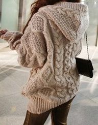 Cable Knit Hooded Sweater NEED!