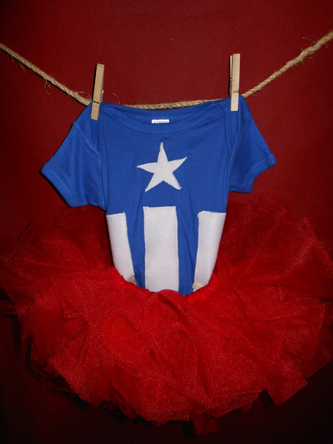 Captain America inspired comic superhero Patriotic Toddler Tutu Costume 18 month