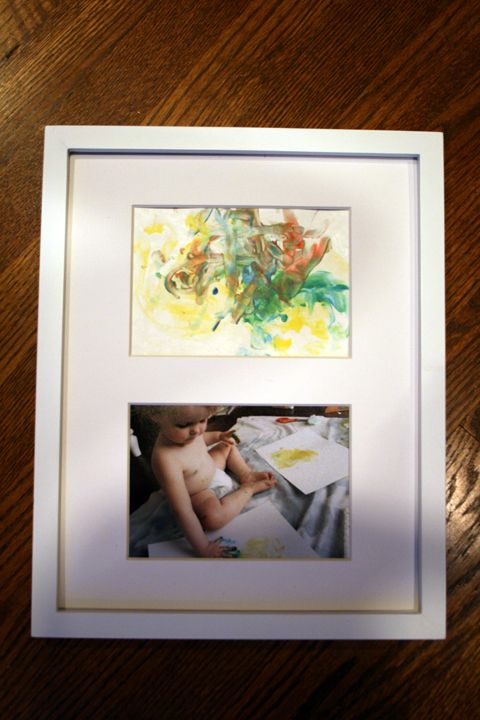 Cute idea . . . . take a picture of the child making the art and then frame both