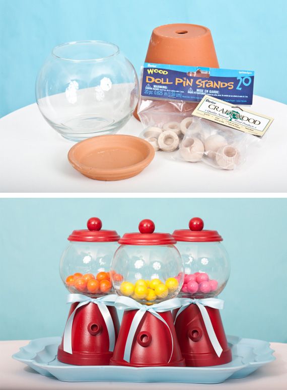 DIY Bubblegum Machines :) Would make a very cute candy jar