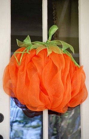 Deco Mesh pumpkin wreath