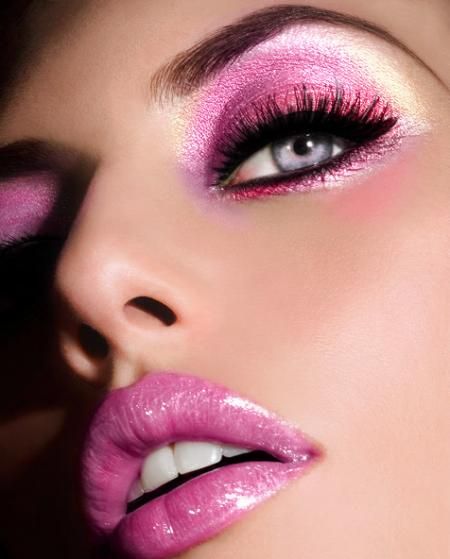Dramatic pink makeup