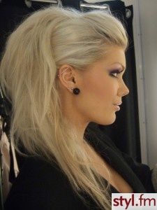 Faux hawk updo. this could be cute…