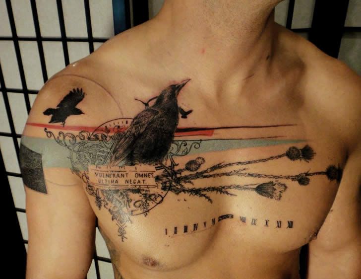 "French artist Xoil has a characteristic tattooing style that looks like he