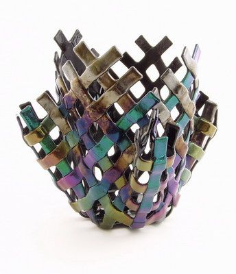Fused Glass Woven Basket