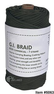 G.I Braid 7strand paracord.   I recommend developing a color and length system t