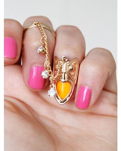 Gold Heart Nail Ring $16