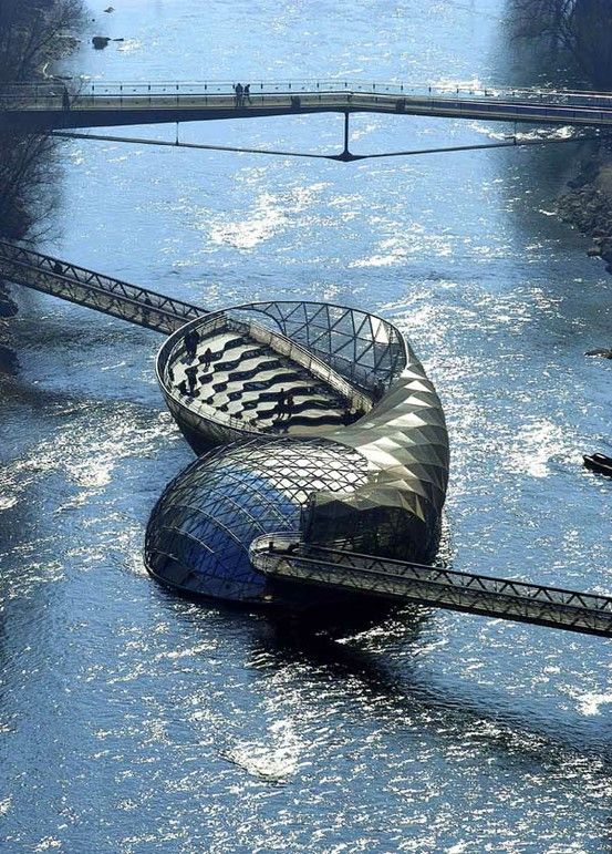 Graz, Austria. floating coffee shop.