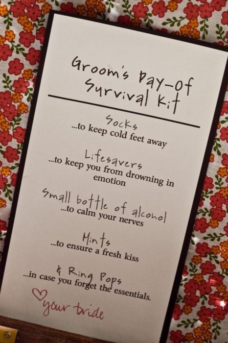 grooms survival kit!