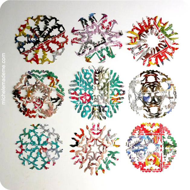 How-To: Colorful Paper Snowflakes From Junk Mail from Michele Made Me