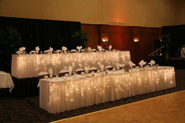 Icicle lights under the table covers so pretty! …and cheap! looks amazing