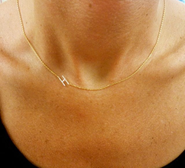 Initial Necklace – Silver Initial, Gold Chain, love this!