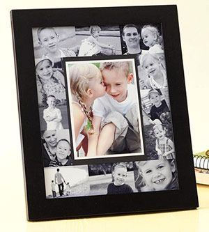 Instead of framing each photo individually, cover an 8×10" photo mat with a