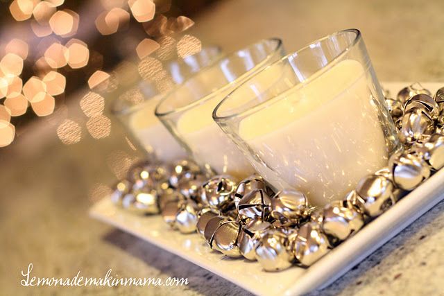 Jingle bell candles as a centerpiece for Christmas