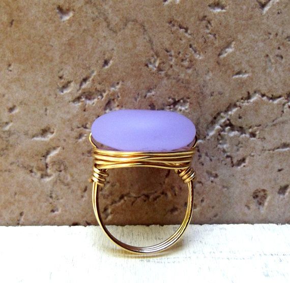 Lavender Sea Glass Ring.