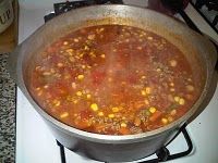 Lazy Day Soup! Just dump canned veggies in with ground hamburger meat and let it