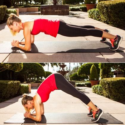 Lose the Pooch! The Best Exercises for Lower Abs! Pictured- Inching Elbow Plank
